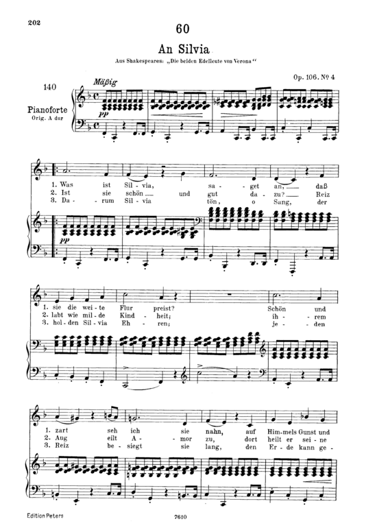 An Silvia D.891 (Gesang tief + Klavier) (Klavier  Gesang tief) von Franz Schubert