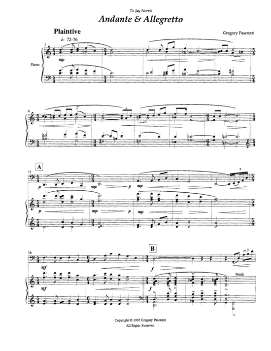 Andante and Allegretto (Tuba + Klavier) (Klavier  Tuba) von Gregory Pascuzzi