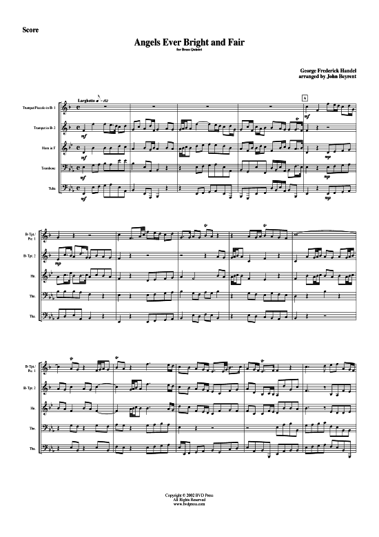 Angels Ever Bright and Fair (Blechbl serquintett) (Quintett (Blech Brass)) von G. F. H ndel (arr. Beyrent)