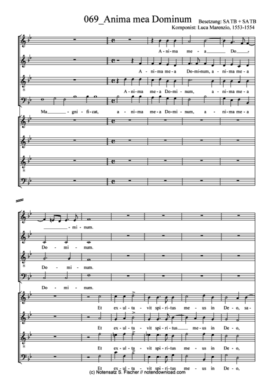 Anima mea Dominum (Gemischter Chor) (Gemischter Chor) von Luca Marenzio 1553-1554 