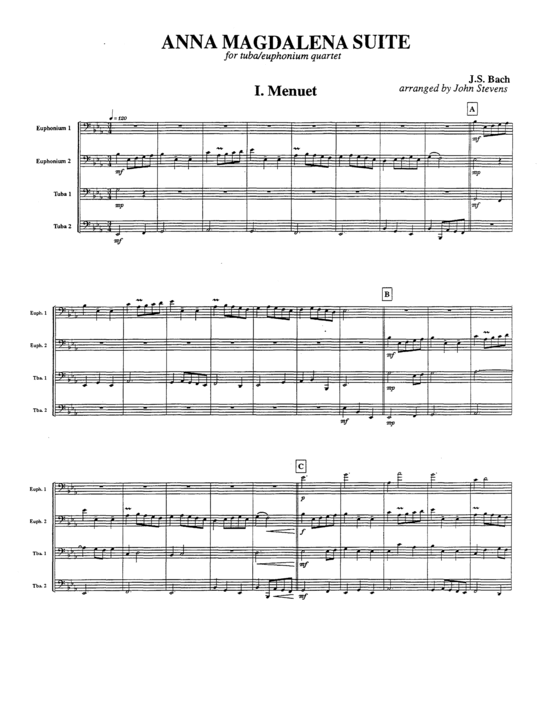 Anna Magdalena Suite (Tuba Quartett EETT) (Quartett (Tuba)) von J.S. Bach