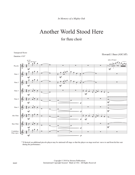 Another World Stood Here (Fl tenchor Pikkolo 5 C Alt Bass Kontrabass) (Ensemble (Holzbl ser)) von Howard J. Buss