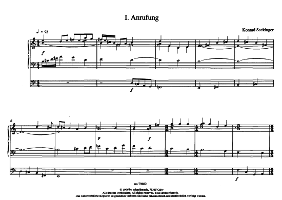 Anrufung-Anbetung-Lobpreisung (Orgel Solo) (Orgel Solo) von Konrad Seckinger (3 St uuml cke)