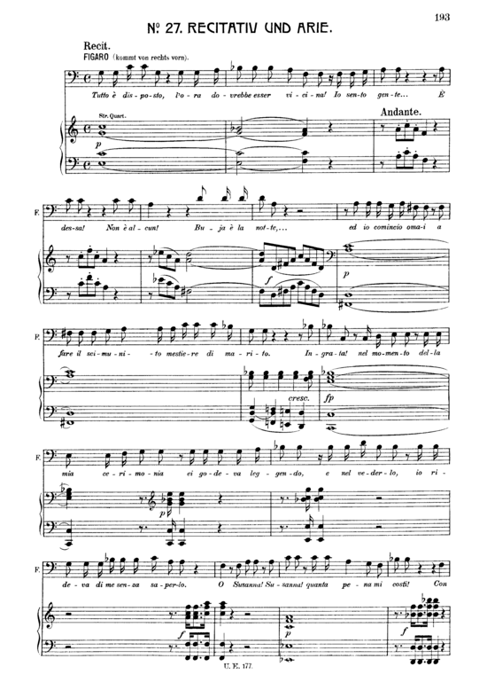 Aprite un po quegli occhi (Klavier + Bass Bariton Solo) (Klavier  Bass) von W. A. Mozart (K.492)