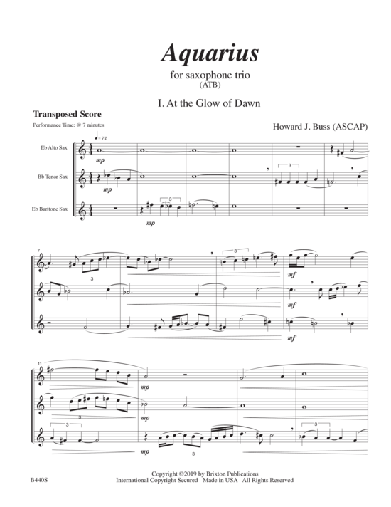 Aquarius (3 Saxophone ATB (Trio (Saxophon)) von Howard J. Buss