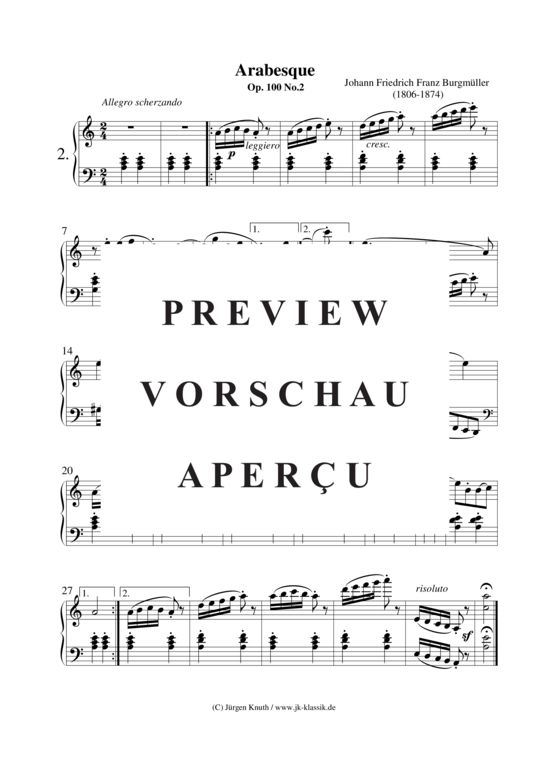 Arabesque (Klavier Solo) (Klavier Solo) von Friedrich Burgm ller (1806-1874)