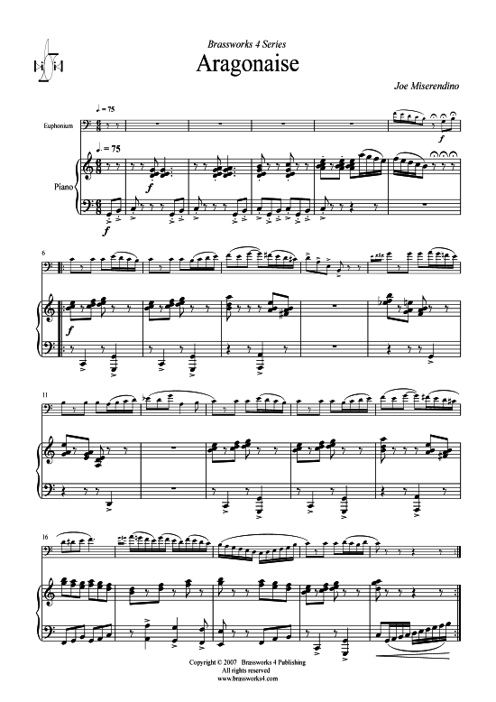 Aragonaise (Bariton-Pos + Klavier) (Klavier  Bariton (Posaune)) von Joe Miserendino