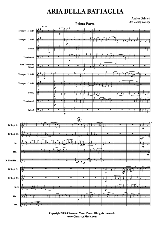 Aria della battaglia (Doppelt Brass-Quintett) (Ensemble (Blechbl ser)) von Andrea Gabrieli