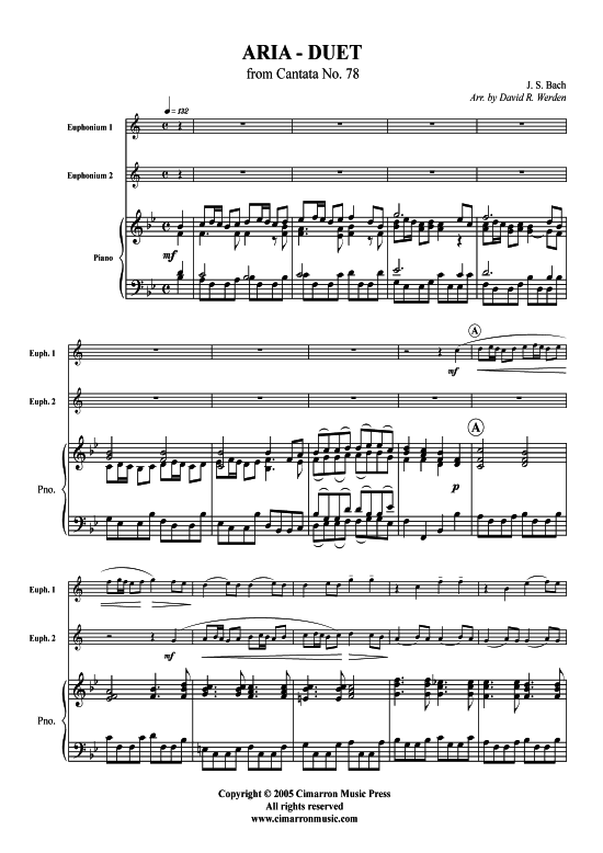 Aria-Duett aus der Kantate Nr. 78 (2x Tenorhorn + Klavier) (Trio (Klavier  2 St.)) von J. S. Bach (BWV 78)