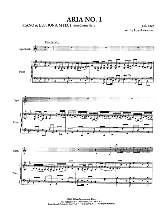 Aria (Euphonium + Klavier) (Klavier  Euphonium) von J.S. Bach