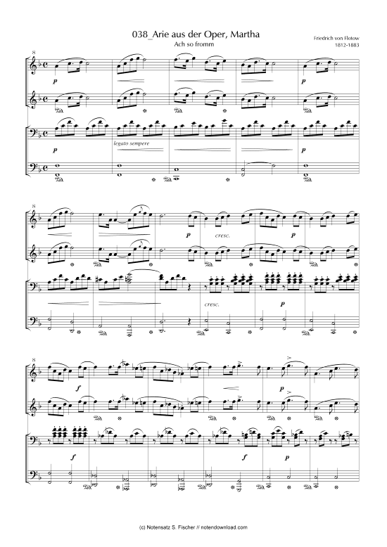 Arie aus der Oper Martha Ach so fromm (Klavier vierh ndig) (Klavier vierh ndig) von Friedrich von Flotow 1812-1883 