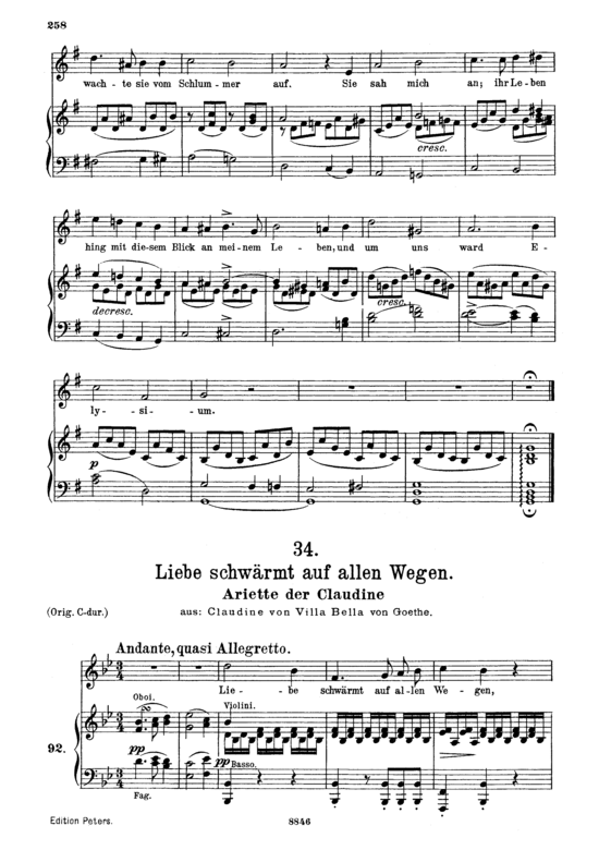 Arietta der Claudine D.239-6 Liebe schw auml rmt auf allen Wegen (Gesang mittel + Klavier) (Klavier  Gesang mittel) von Franz Schubert