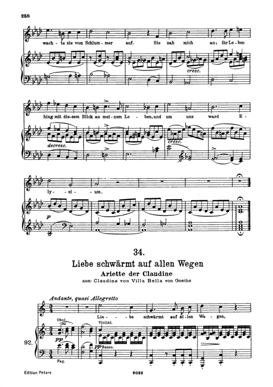 Ariette der Claudine D.239-6 Liebe schw auml rmt auf allen Wegen (Gesang hoch + Klavier) (Klavier  Gesang hoch) von Franz Schubert