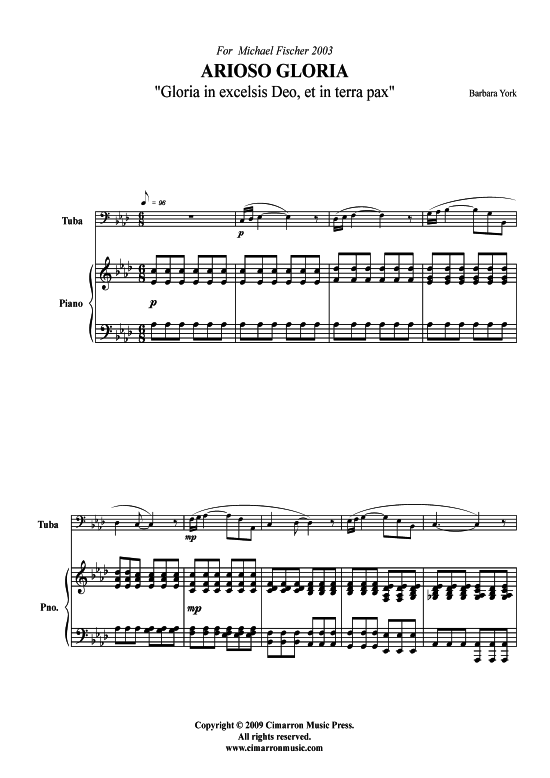 Arioso Gloria (Tuba + Klavier) (Klavier  Tuba) von Barbara York