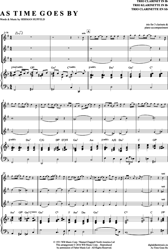 As Time Goes By (Klarinetten Trio + Klavier) (Trio (Klarinette)) von Rod Stewart