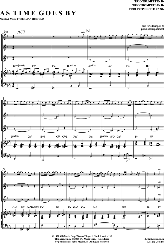As Time Goes By (Trompeten Trio + Klavier) (Trio (Trompete)) von Rod Stewart