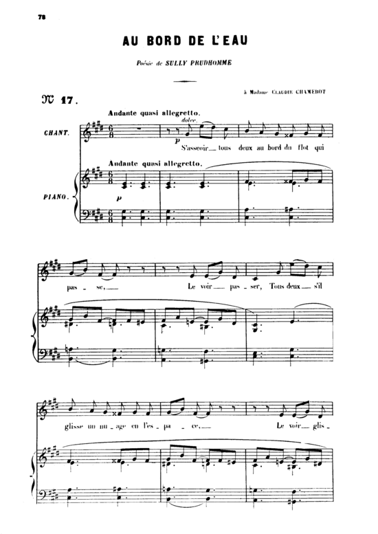 Au bord de l acute eau Op.8 No.1 (Gesang hoch + Klavier) (Klavier  Gesang hoch) von Gabriel Faur eacute 