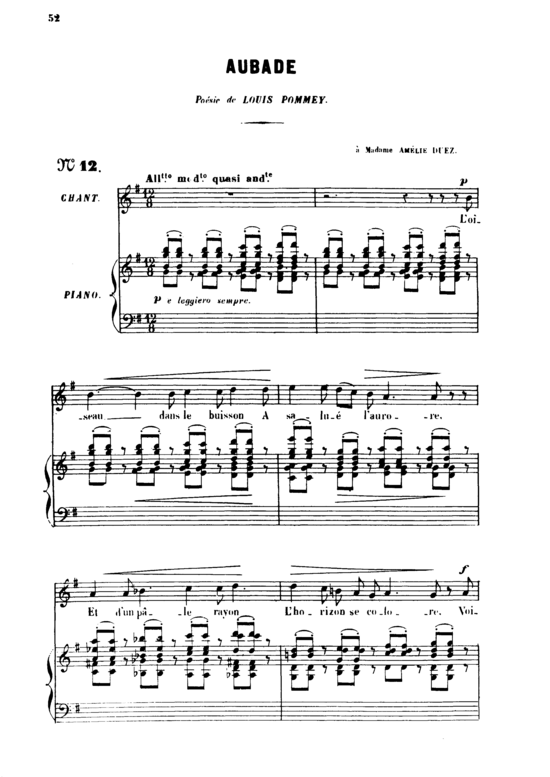 Aubade Op.6 No.1 (Gesang hoch + Klavier) (Klavier  Gesang hoch) von Gabriel Faur eacute 
