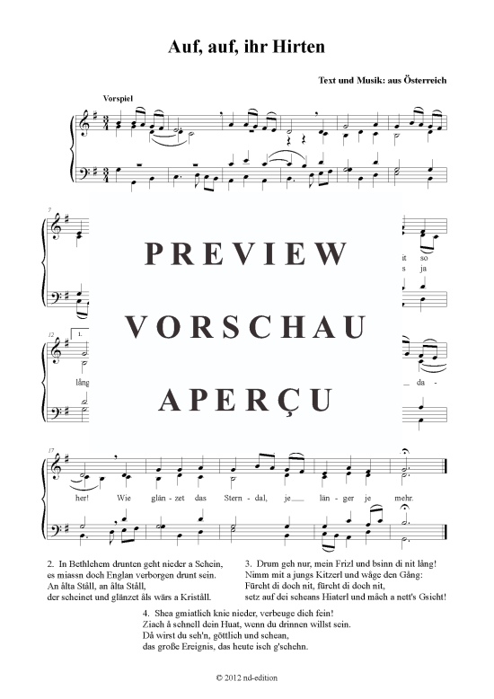 Auf auf ihr Hirten (Gemischter Chor) (Gemischter Chor) von Weihnachtslied aus sterreich