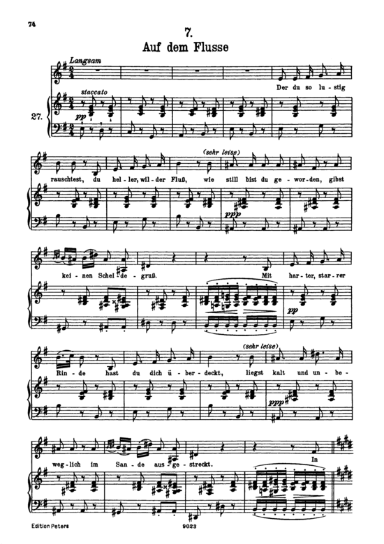 Auf dem Flusse D.911-7 (Winterreise) (Gesang hoch + Klavier) (Klavier  Gesang hoch) von Franz Schubert