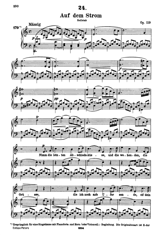 Auf dem Strom D.943 (Gesang hoch + Klavier) (Klavier  Gesang hoch) von Franz Schubert
