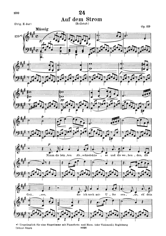 Auf dem Strom D.943 (Gesang tief + Klavier) (Klavier  Gesang tief) von Franz Schubert