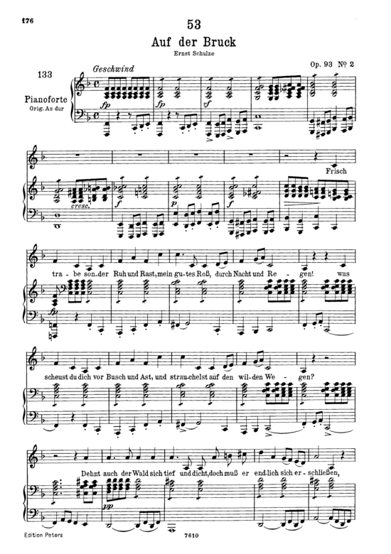Auf der Br uuml ck D.833 (Gesang tief + Klavier) (Klavier  Gesang tief) von Franz Schubert
