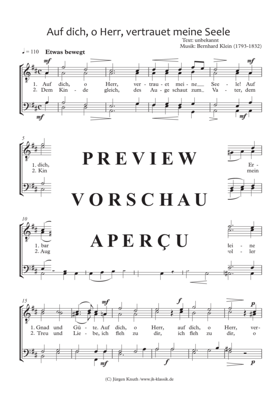 Auf dich o Herr vertrauet meine Seele (M nnerchor) (M nnerchor) von Bernhard Klein