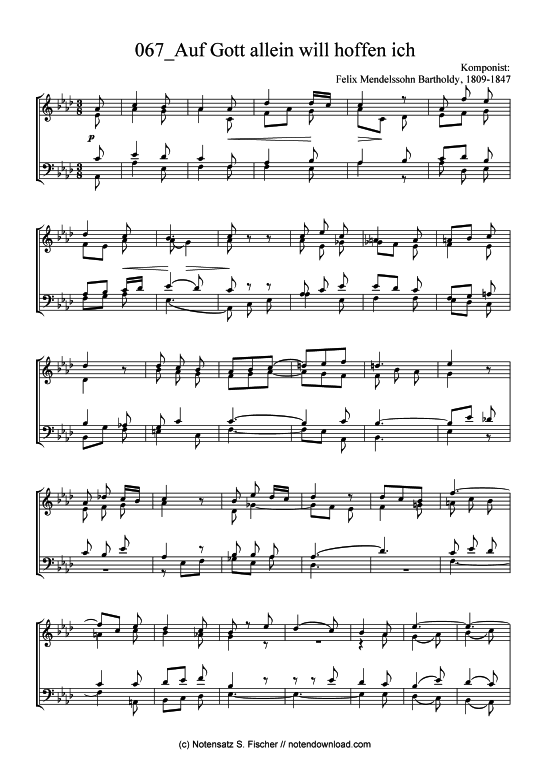 Auf Gott allein will hoffen ich (Posaunenchor) (Posaunenchor) von Felix Mendelssohn Bartholdy 1809-1847