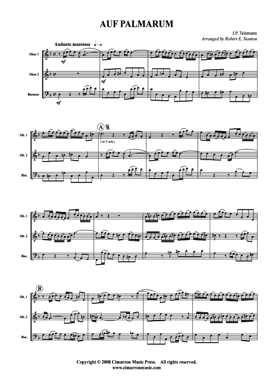 Auf Palmarum (2x Oboe Fagott) (Trio (Holzbl ser)) von Georg Philipp Telemann