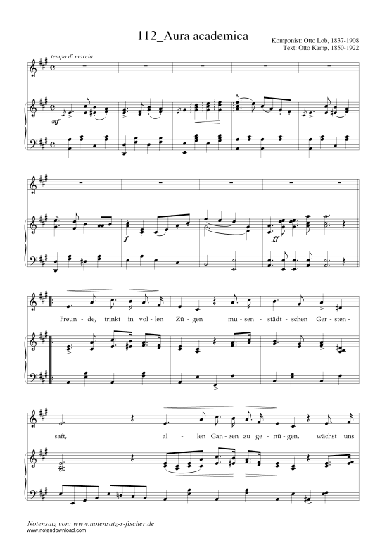 Aura academica (Klavier + Gesang) (Klavier  Gesang) von Otto Lob (1837-1908)