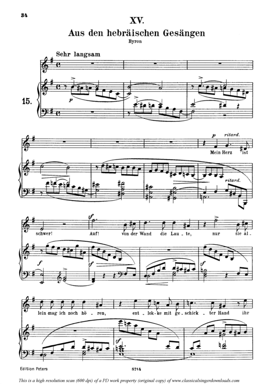 Aus den hebr schen Ges ngen Op.25 No.13 (Gesang mittel + Klavier) (Klavier  Gesang mittel) von Robert Schumann