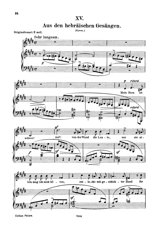 Aus den hebra schen Ges ngen Op.25 No.13 (Gesang tief + Klavier) (Klavier  Gesang tief) von Robert Schumann