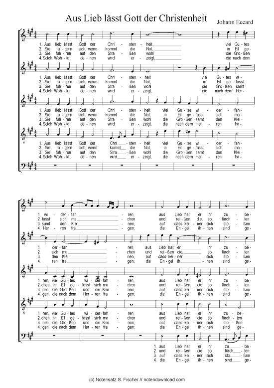 Aus Lieb l sst Gott der Christenheit (Gemischter Chor) (Gemischter Chor) von Johann Eccard