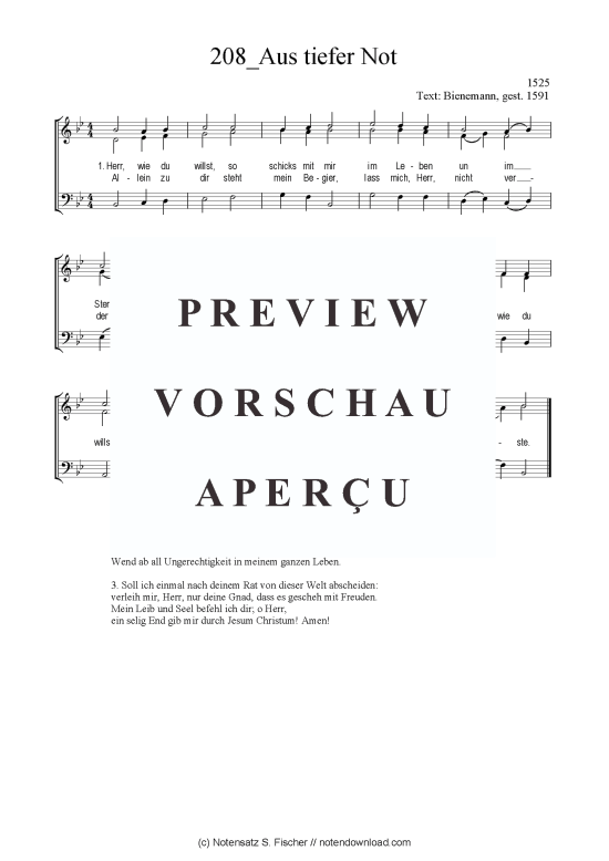 Aus tiefer Not (Gemischter Chor SAB) (Gemischter Chor (SAB)) von 1525  Bienemann gest. 1591