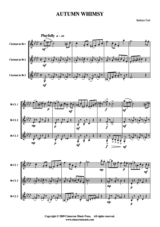 Autumn Whimsey (Klarinetten Trio) (Trio (Klarinette)) von Barbara York