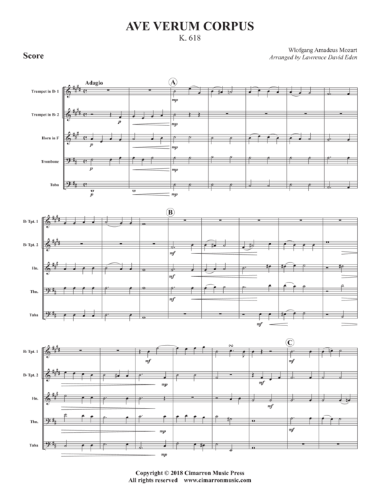 Ave Maria (Blechbl auml ser Quintett) (Quintett (Blech Brass)) von Wolfgang Amadeus Mozart