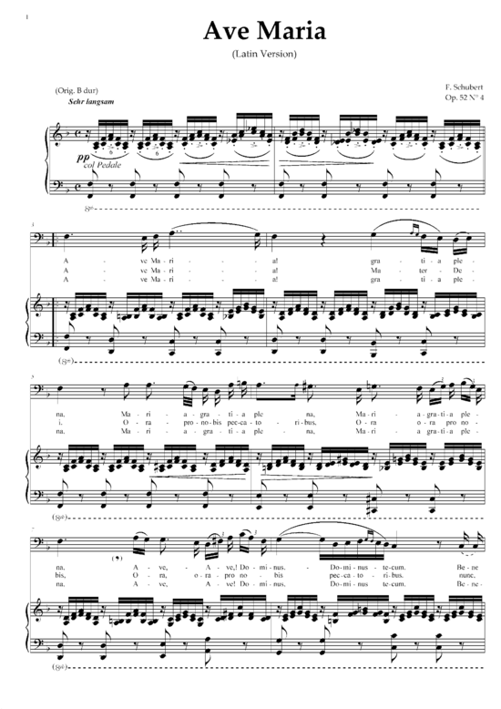 Ave Maria D.839 (Bass + Klavier) (F-Dur) (Klavier  Gesang tief) von Franz Schubert