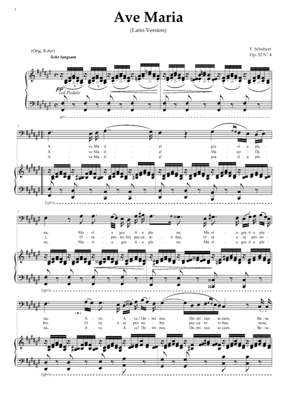 Ave Maria D.839 (Bass + Klavier) (Fis-Dur) (Klavier  Gesang tief) von Franz Schubert
