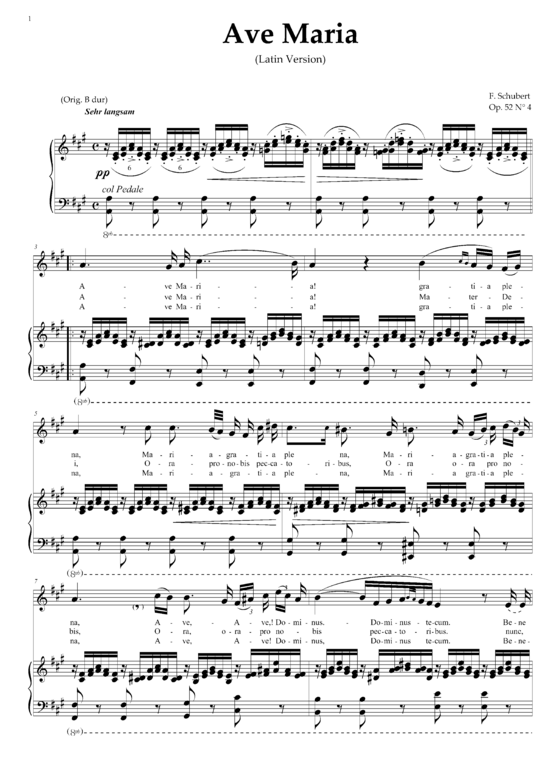 Ave Maria D.839 (Gesang hoch + Klavier) (A-Dur) (Klavier  Gesang hoch) von Franz Schubert