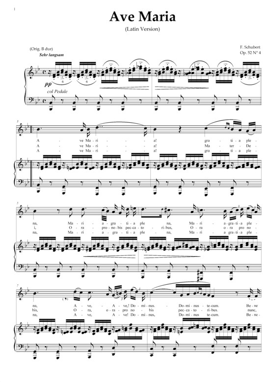 Ave Maria D.839 (Gesang hoch + Klavier) (B-Dur) (Klavier  Gesang hoch) von Franz Schubert
