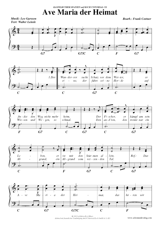 Ave Maria der Heimat (Klavier Gesang  Gitarre) von Kastelruther Spatzen