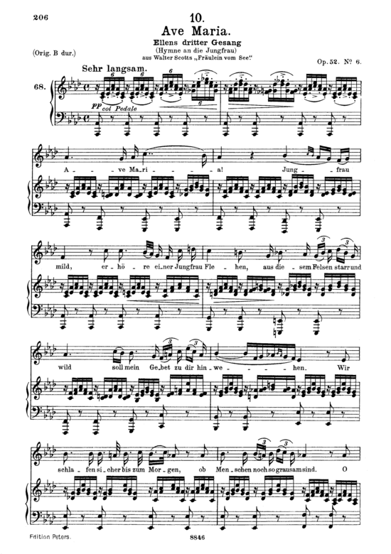 Ave Maria (Ellens Gesang III) D. 839 in As-Dur (Gesang mittel + Klavier) (Klavier  Gesang mittel) von Schubert Franz