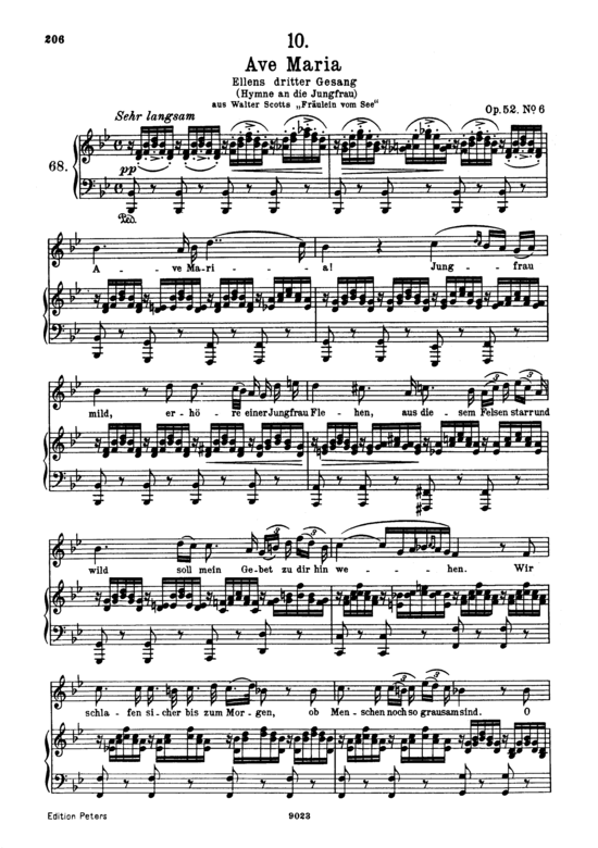 Ave Maria (Ellens Gesang III) D 839 in B-Dur (Gesang hoch + Klavier) (Klavier  Gesang hoch) von Franz Schubert