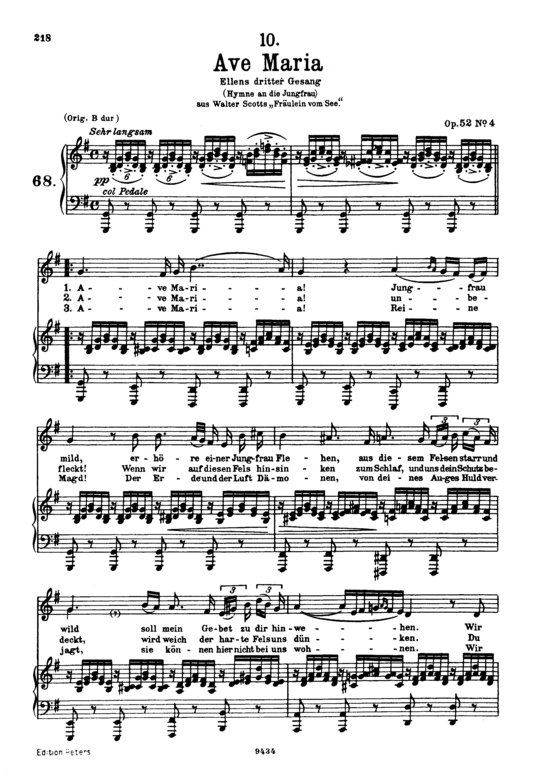 Ave Maria (Ellens Gesang III) D. 839 in G-Dur (Gesang tief + Klavier) (Klavier  Gesang tief) von Schubert Franz