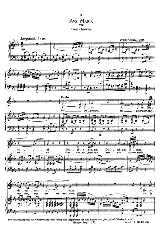 Ave Maria (Gesang mittel + Klavier) (Klavier  Gesang mittel) von Luigi Cherubini