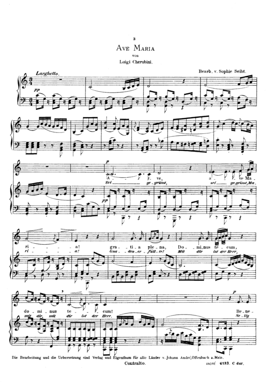 Ave Maria (Gesang tief + Klavier) (Klavier  Gesang tief) von Luigi Cherubini
