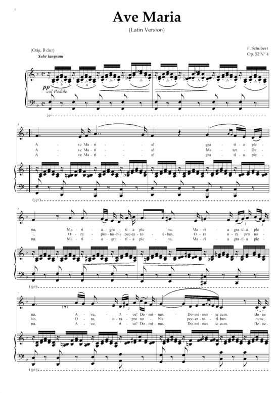 Ave Maria in F-Dur (Gesang tief + Klavier) (Klavier  Gesang tief) von Schubert Franz