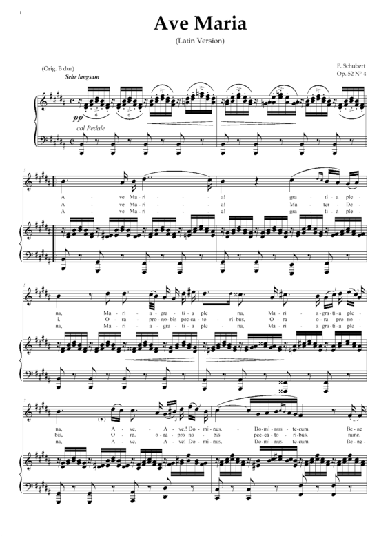 Ave Maria in H-Dur (Gesang hoch + Klavier) (Klavier  Gesang hoch) von Schubert Franz