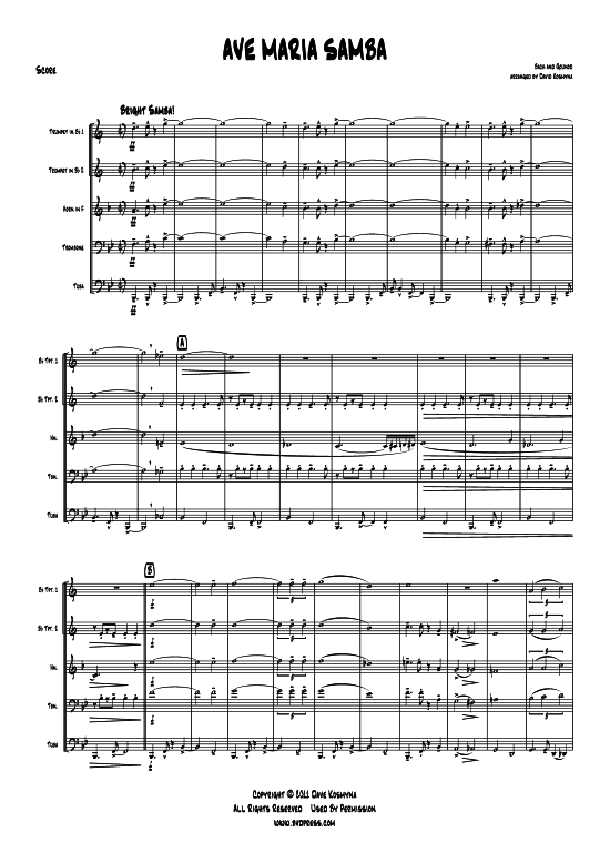 Ave Maria Samba (Blechbl serquintett) (Quintett (Blech Brass)) von Bach Gounod (arr. Kosmyna)